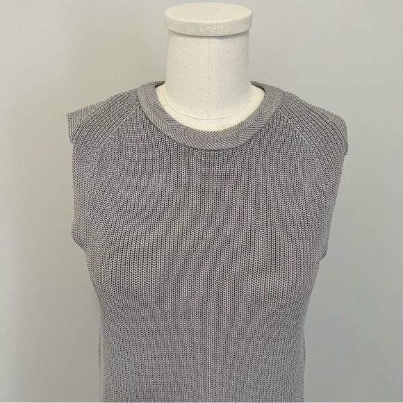 Aritzia Wilfred  Palmier Sweater Sleeveless Crew Neck Sweater Tunic Light Gray - Picture 7 of 14
